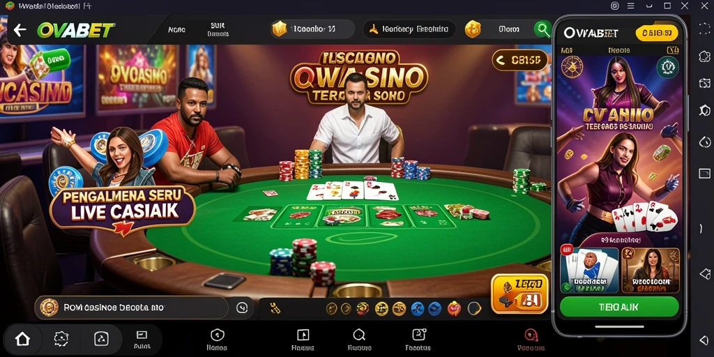Screenshot gameplay Live Casino dengan dealer profesional dan permainan menarik.