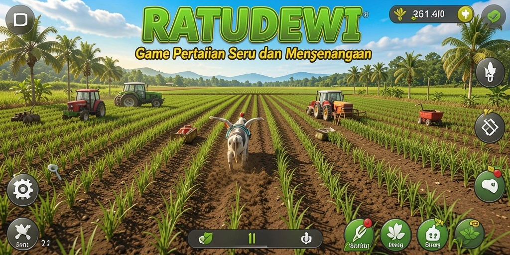 Tampilan gameplay yang menakjubkan dari RATUDEWI saat bertani.