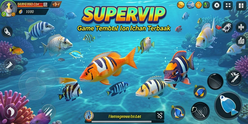 Tangkapan layar menunjukkan aksi menembak ikan yang mendebarkan di SUPERVIP.